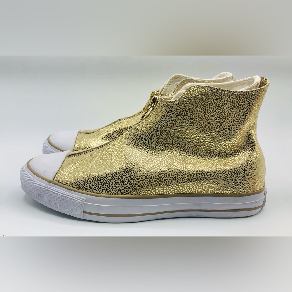 Converse Chuck Taylor All Star Gold Python Zip High Top Leather Womens Size 8